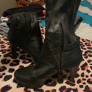 Black tall dress boots